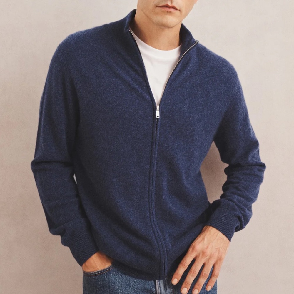 NWT NAADAM Signature Cashmere Full Zip Sweater Large